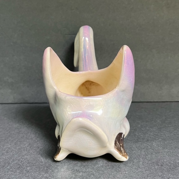 VTG Swan Planter Vase Lavender Iridescent Victorian Decor Lustreware Gold - Picture 3 of 6